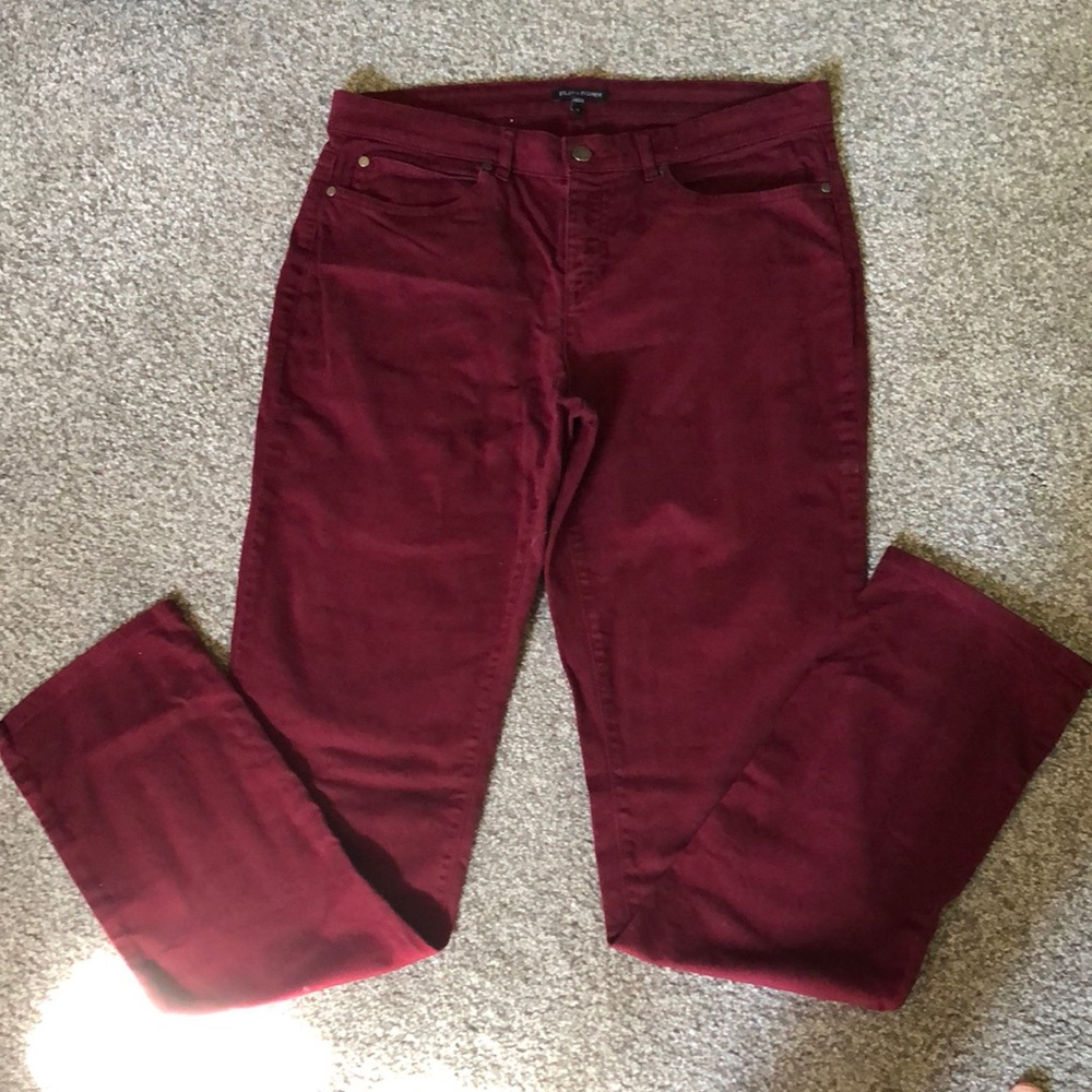 Eileen Fisher Straight Leg wine colored jeans
